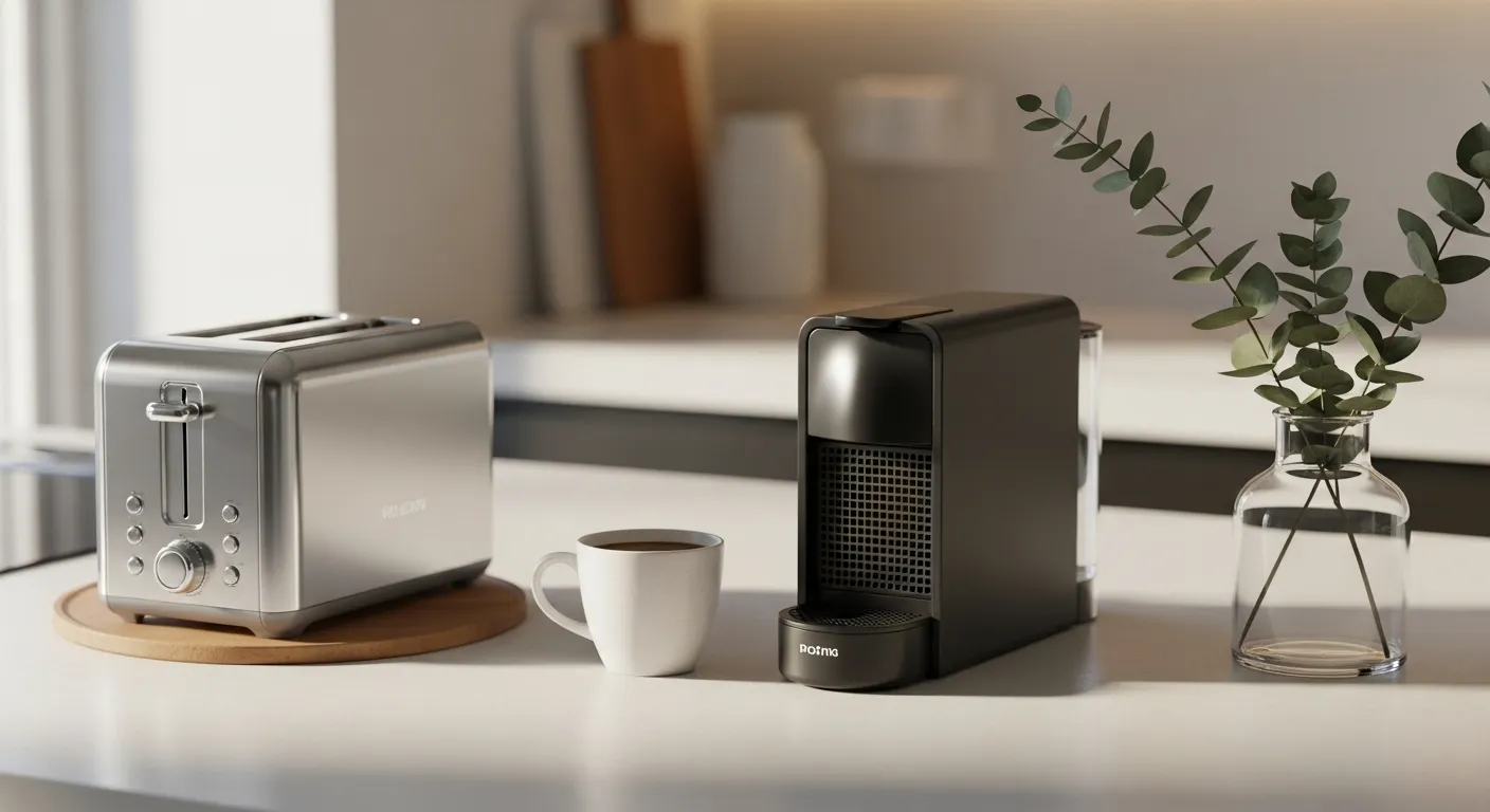 Organização prática da cozinha com eletrodomésticos seguros